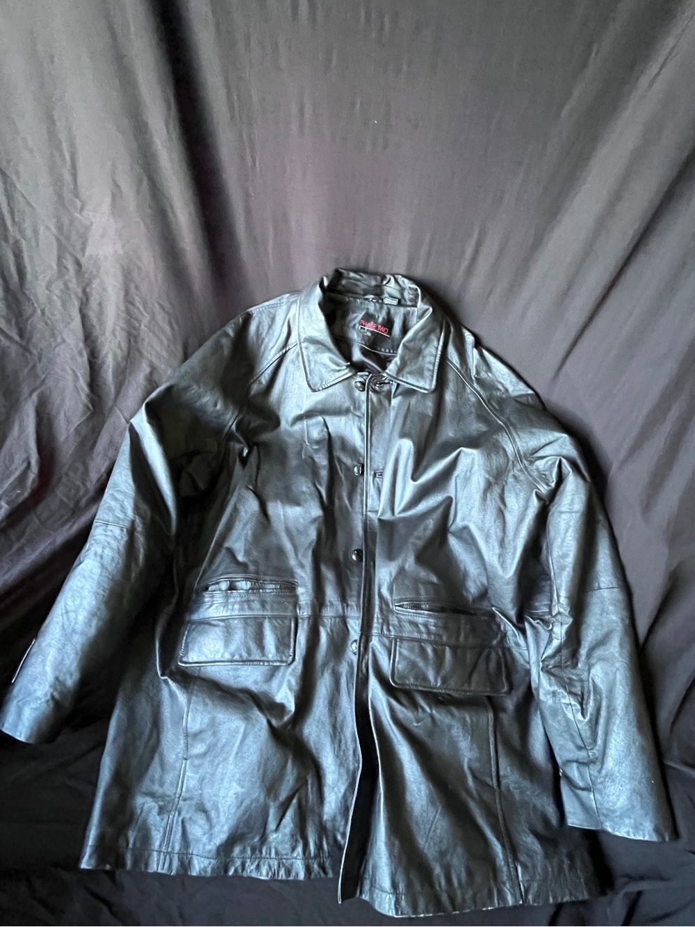 Black Leather Men's Jacket - Classic Lined Coat PHASE TWO